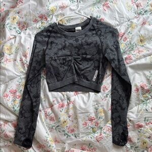 Gymshark Charcoal Camo Cropped Long Sleeve Top